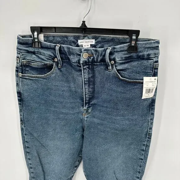 GOOD AMERICAN NWT Good Waist Crop Denim Jean in Blue799 // 14 - Picture 7 of 15